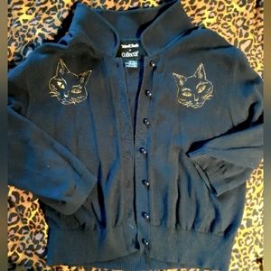 Mod Cloth x Collectif embroidered cat short sleeved cardigan